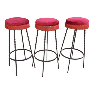 Lot de 3 tabourets de bar brutaliste