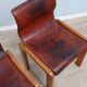 Curved wooden and leather chairs by Afra and Tobia Scarpa from the 1970s, set of 4.
