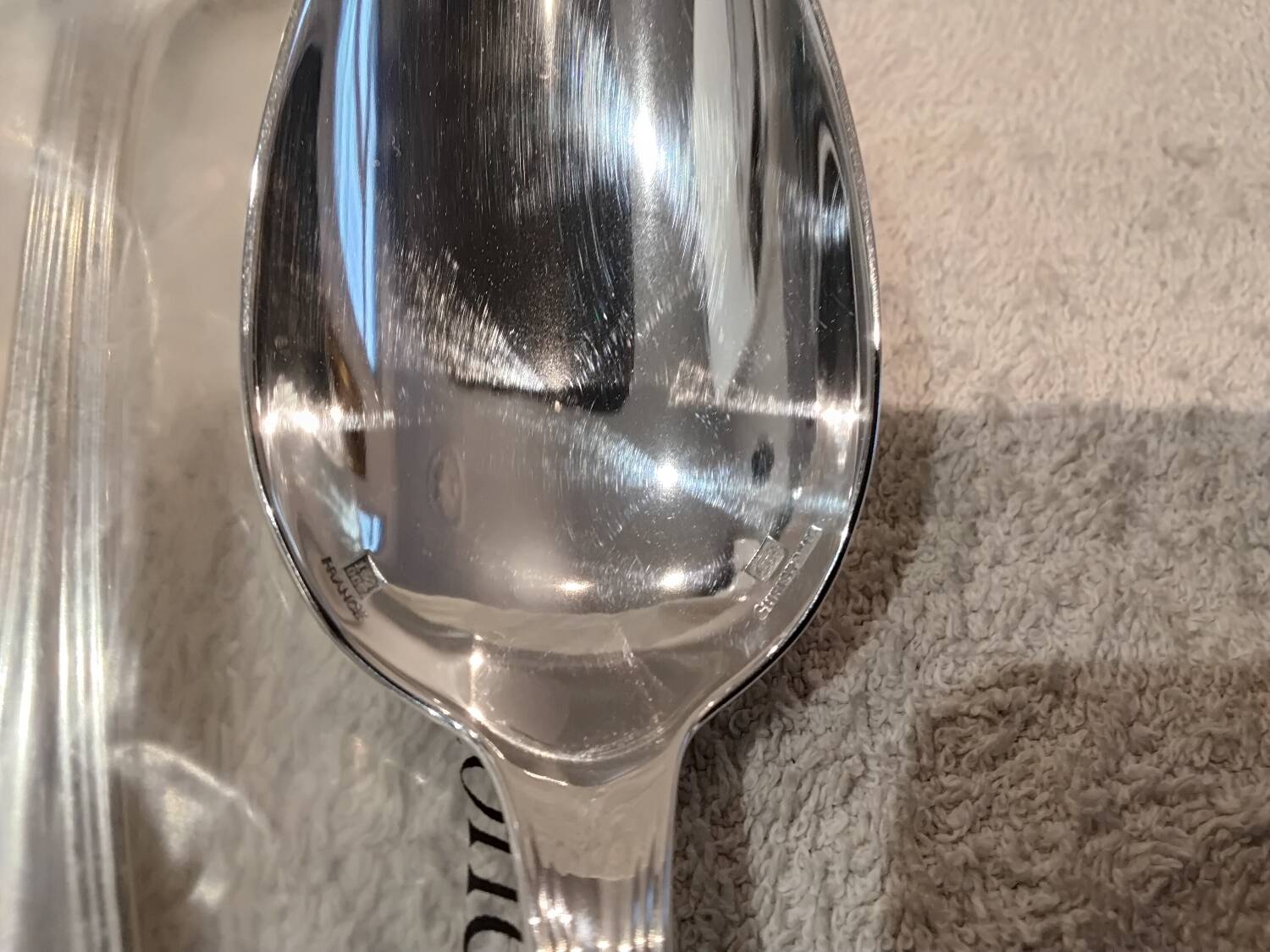 4 silver-plated dessert spoons by Christofle Spatours, new