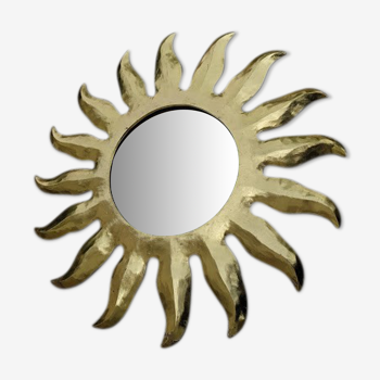 Miroir soleil vintage en bois doré 60x60cm