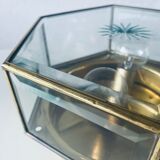 Art Deco hexagonal ceiling light in brass and glass