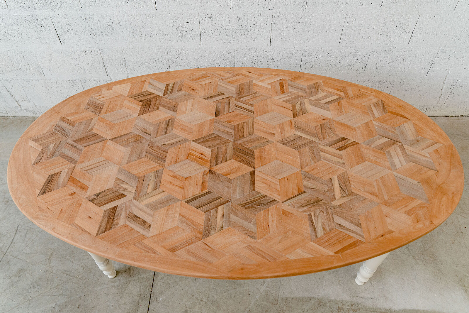 Oval marquetry table – solid wood