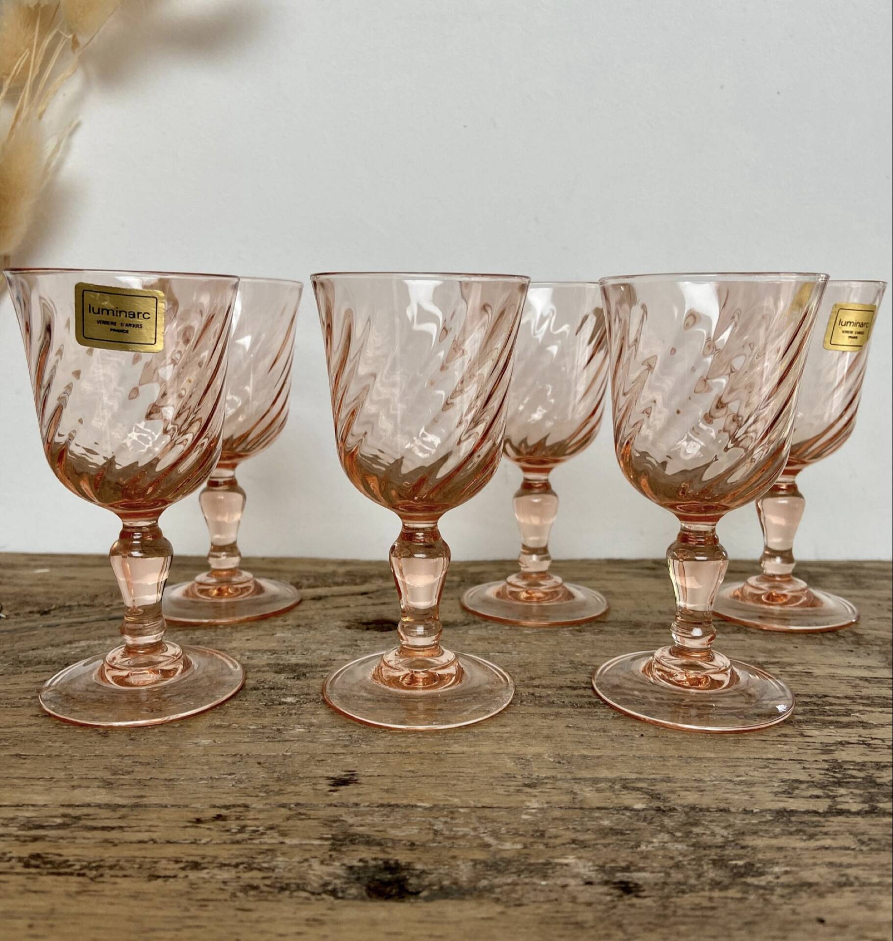 6 "Rosaline" vintage liqueur glasses by Luminarc