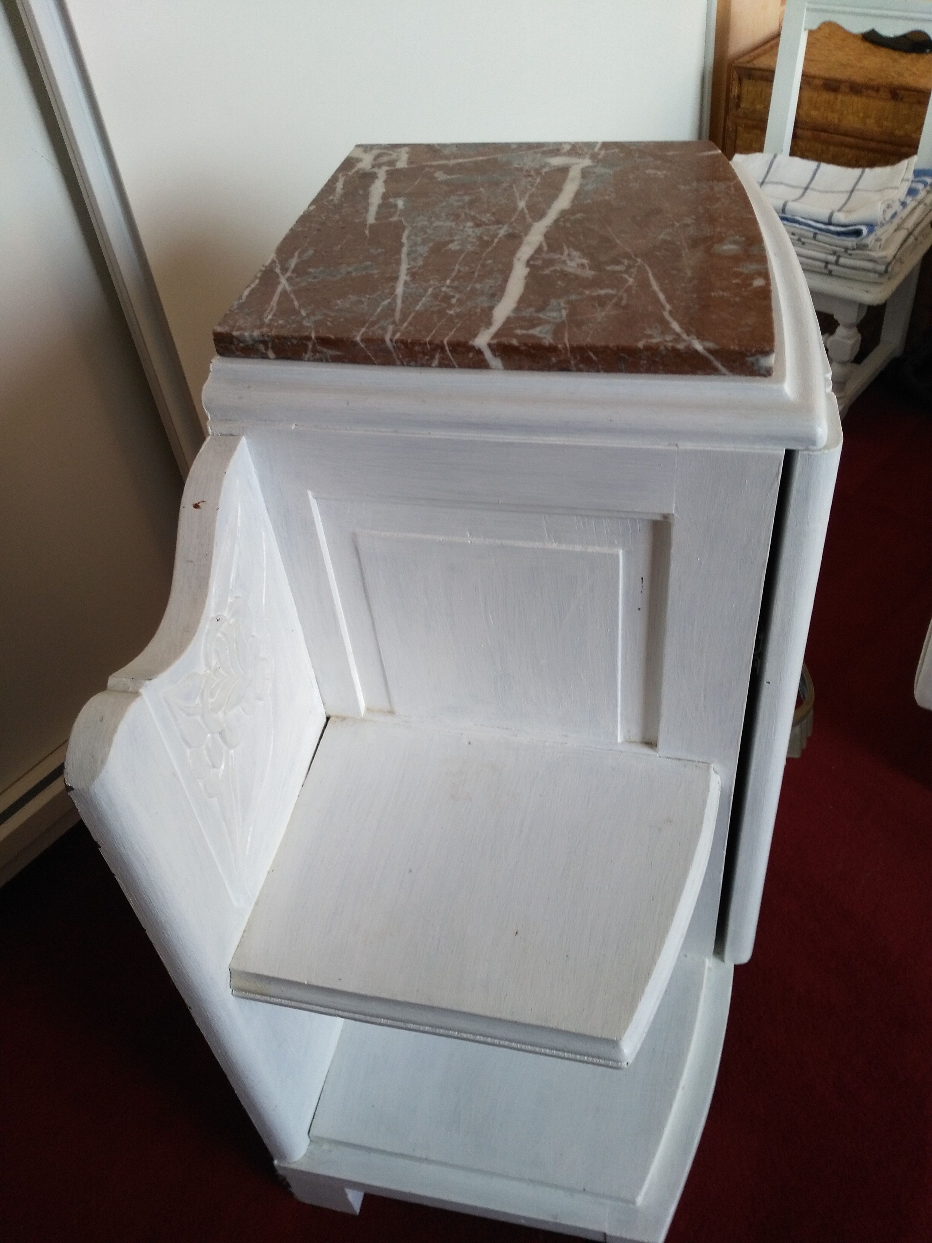 Art Deco bedside table top red marble