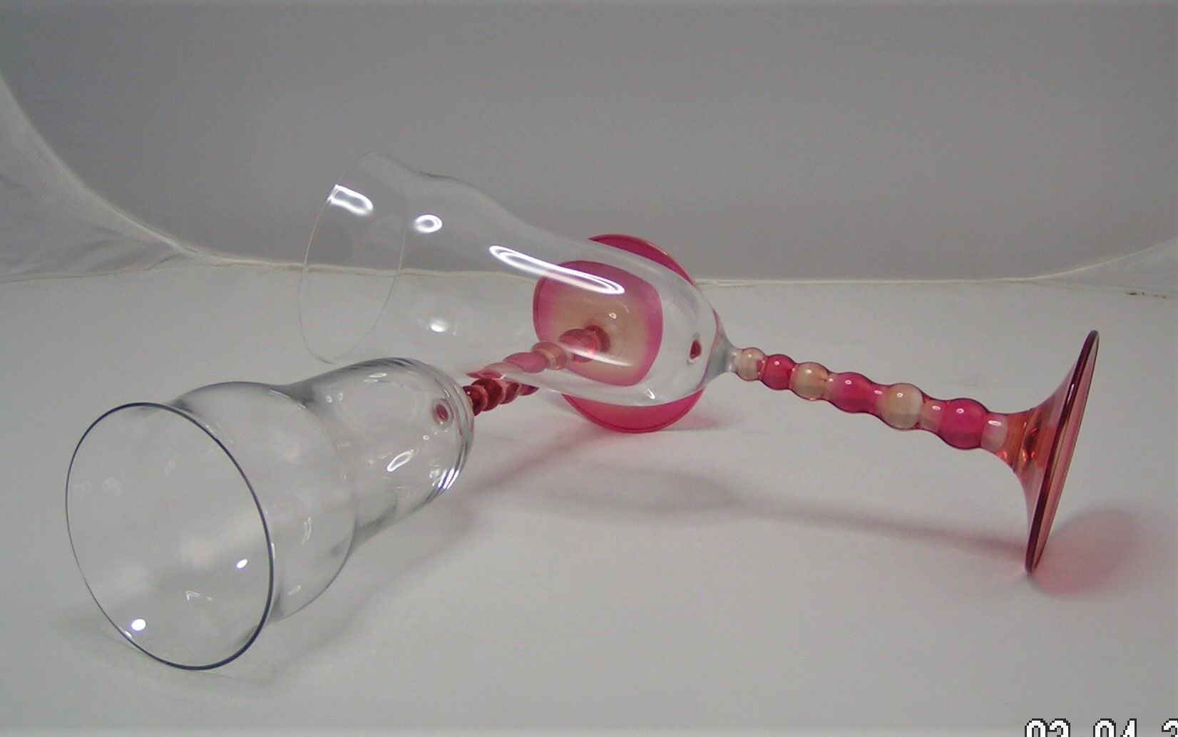 6 colored glass champagne flutes