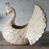 Planter iridescent peacock ceramic