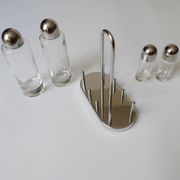 design Ettore Sottsass set Alessi the poor vinegar oil in glass and metal