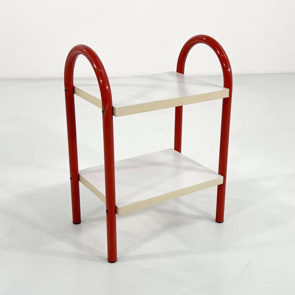 Table d'appoint en tubulaire corail, 1980