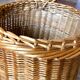 Vintage pouf braided wicker storage chest