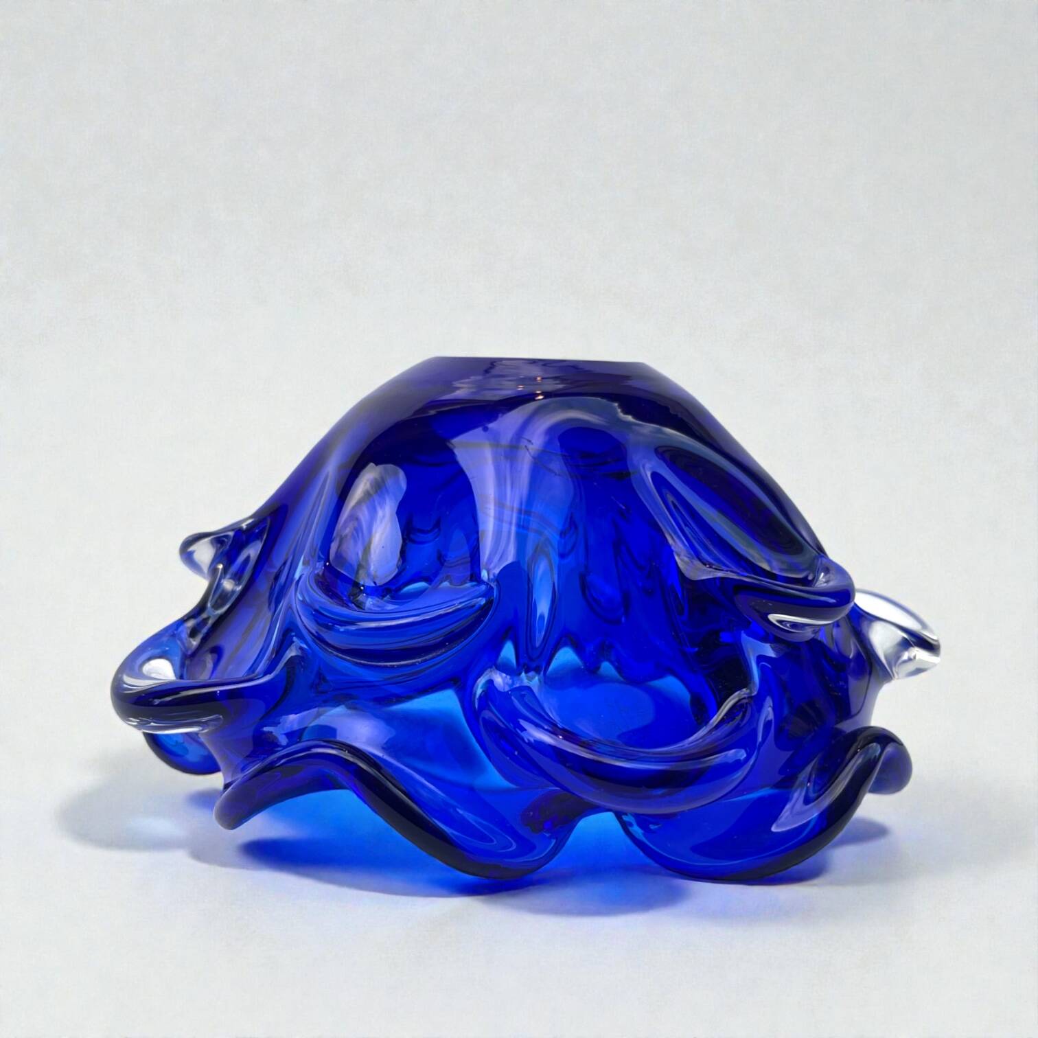Large blue glass catchall - Murano Venice 1960