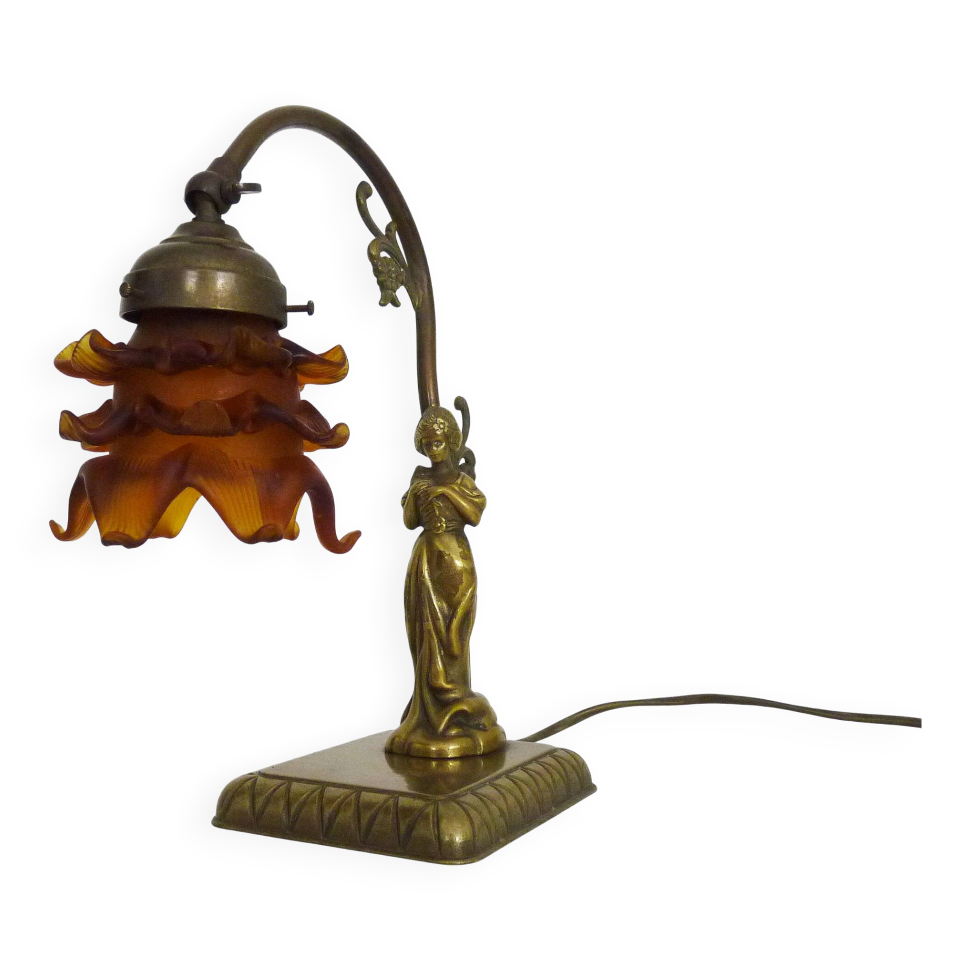 Table lamp, Art Nouveau style, female figure with removable head