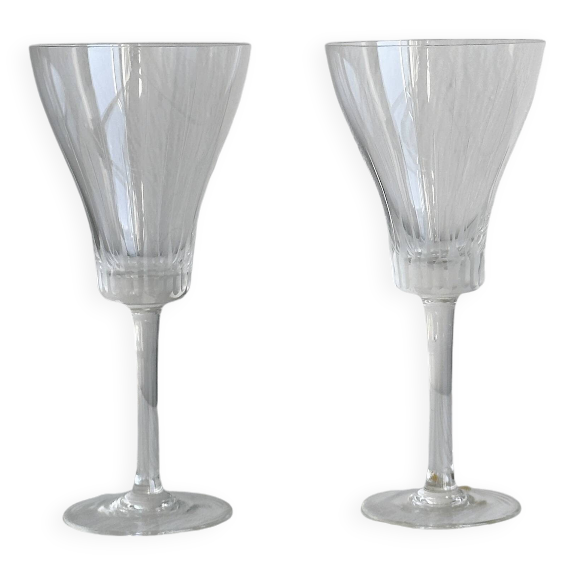Two chiseled crystal liqueur glasses