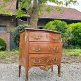 Commode Galbée En Marqueterie De Style Louis XV XIX Eme Siècle