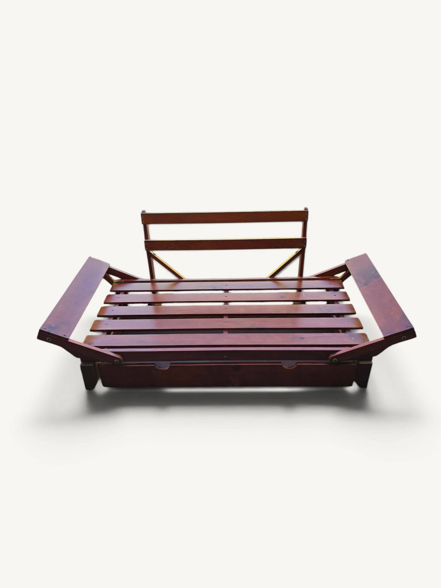 Structure de banquette-lit convertible en bois avec tiroir de rangement
