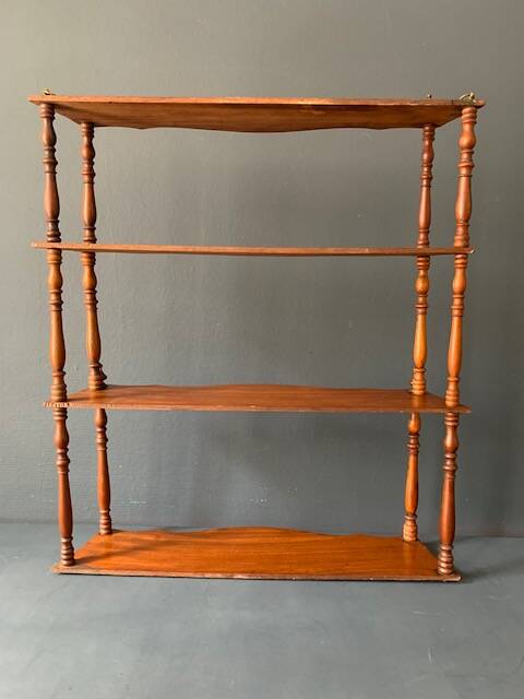 Large old wall shelf in turned wood, Napoleon III / XIXth era