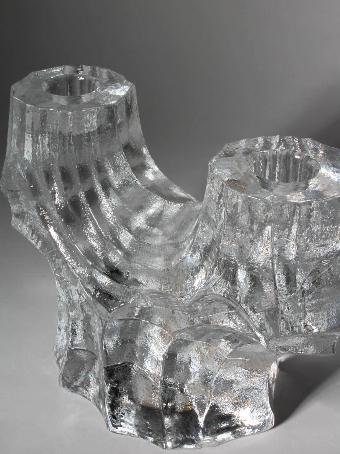 Christer Sjögren Brutalist Crystal Candle Holder, 1960s, Signed