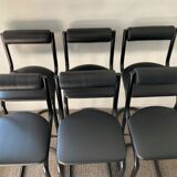 Series of 6 tubular and leatherette stools, 70s- 80s