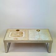 Table basse céramique / chrome — Jean Gregorieff, France, 1970s