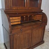 Desk, English writing desk with glass-fronted bookcase