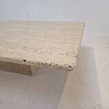 Italian Square Coffee Table in Travertine, 1980s