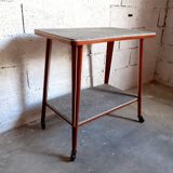 Vintage multifunction service / side table on wooden wheels 50 years 60