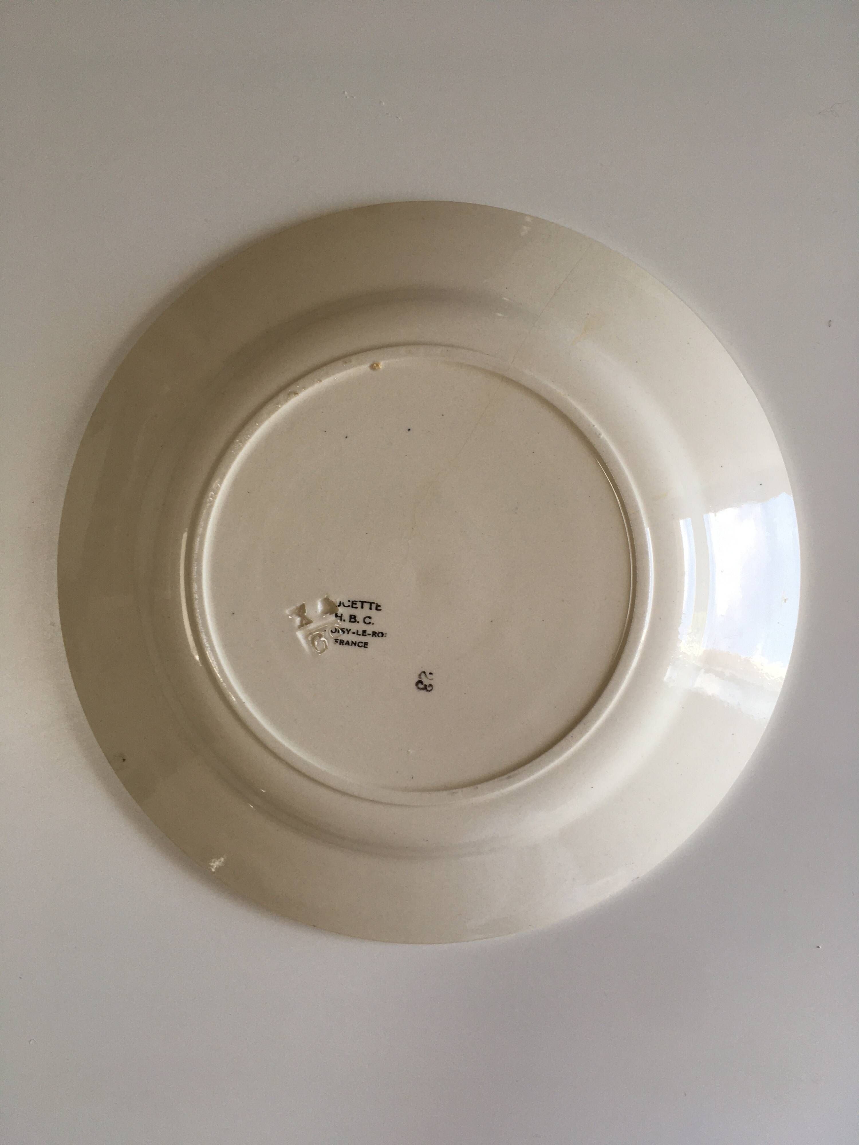 Set of 6 vintage earthenware plates - 1940s-1950s