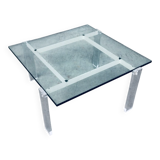 Danish Poul Kjaerholm Style Metal, Acrylic Glass & Glass Coffee Table, 1960s