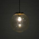 Design Midcentury Brass and bubble glass Pendant, 1980s