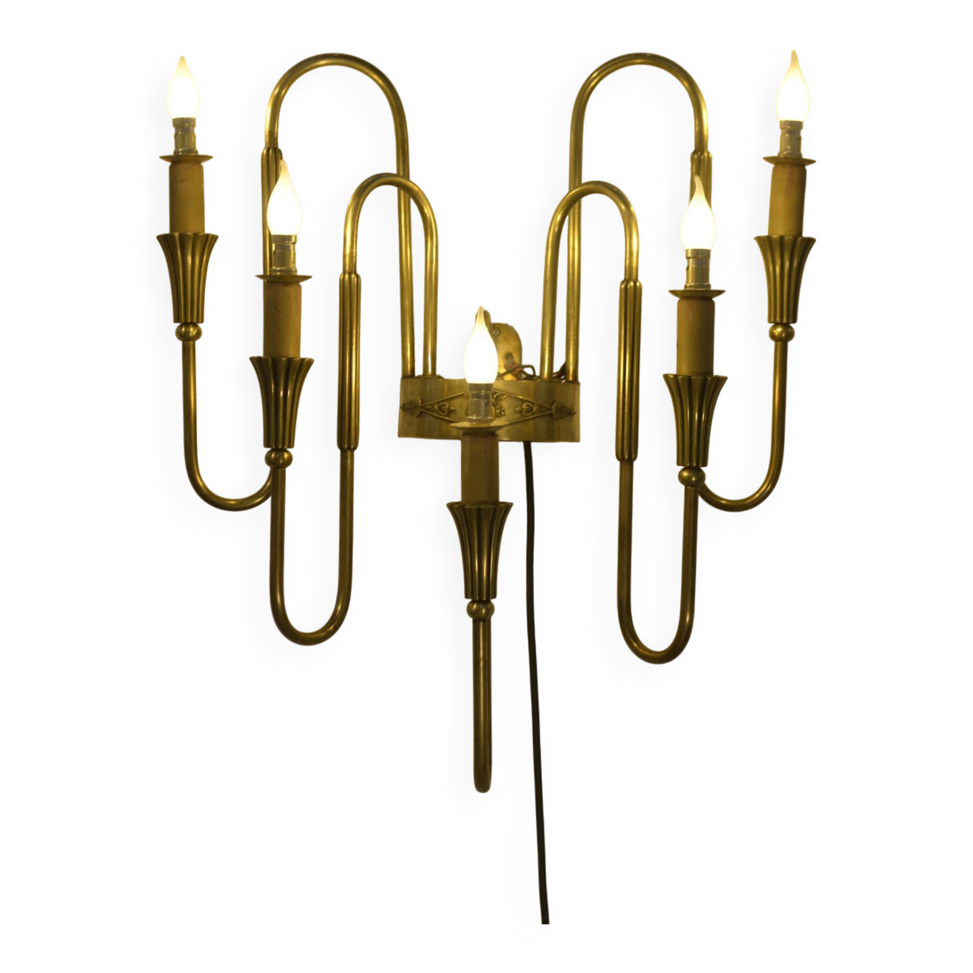 Monumental bronze wall light with 5 arms, neoclassical Art Deco from the 1940s.