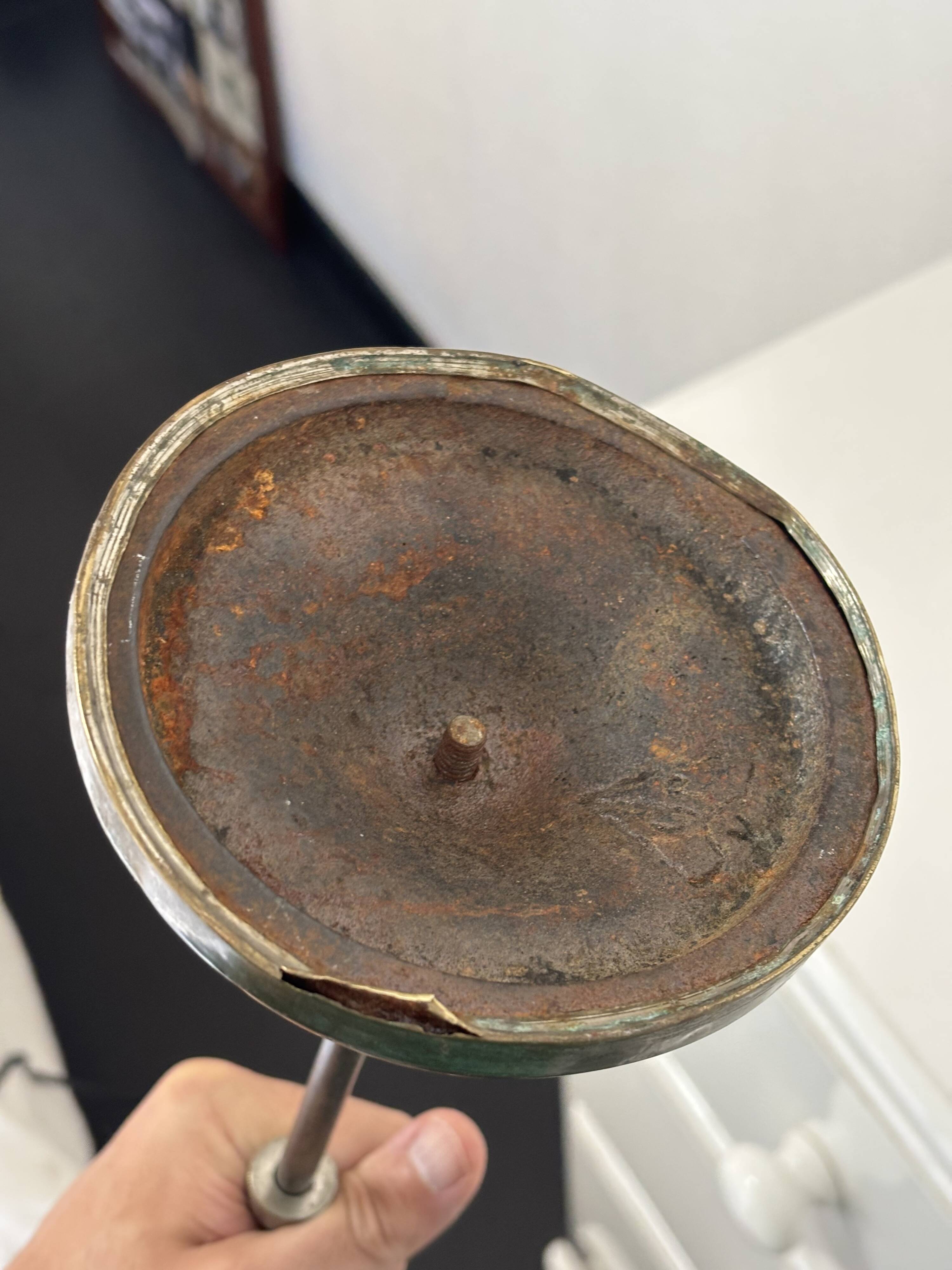 Vintage 1920s desk lamp in nickel-plated brass, celadon - 52 cm