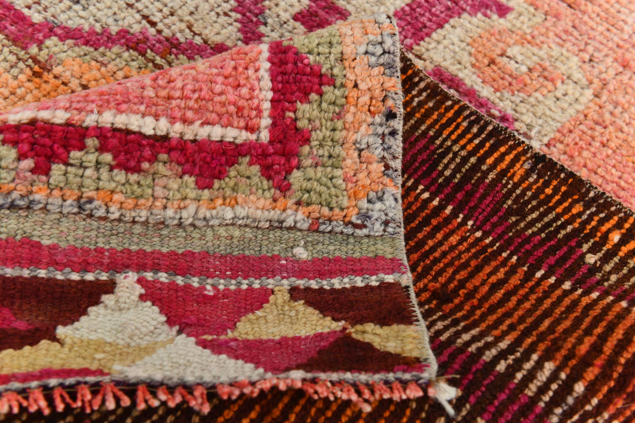 3x11 Pale Orange & Vintage Runner Rug, Handmade Orientel Runner, 96x338Cm