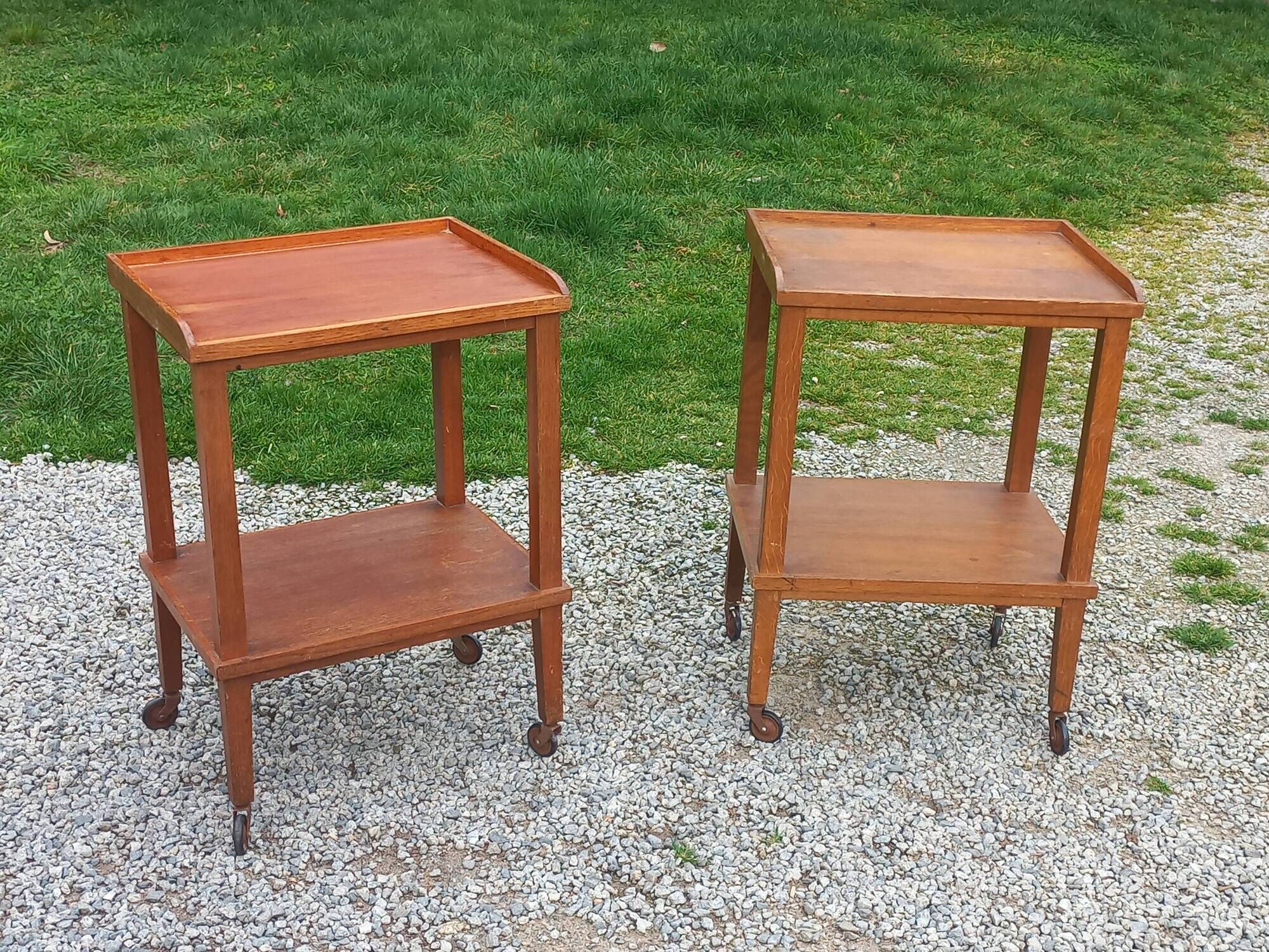 Pair of vintage 50s oak side tables