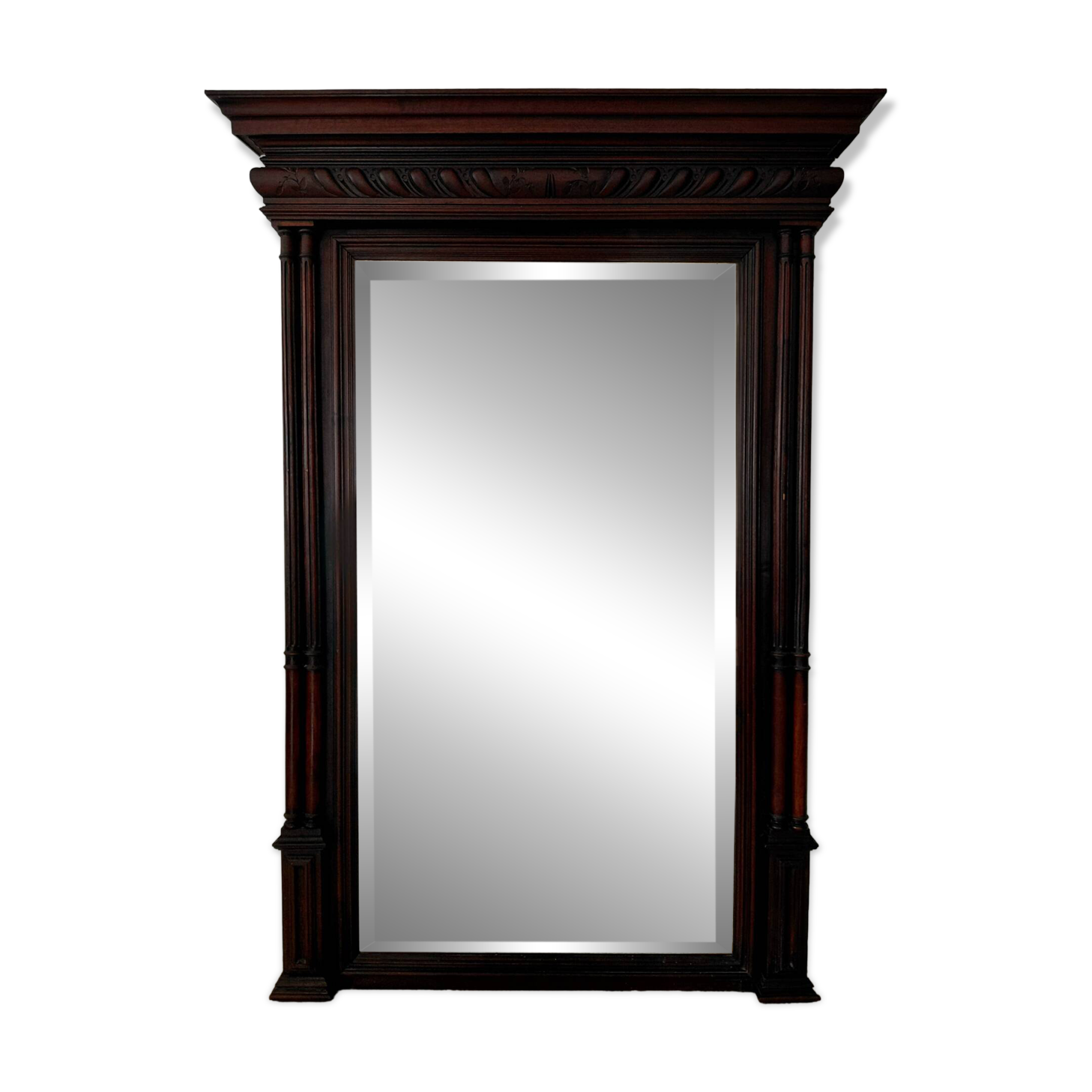 Large antique 19th-century mirror in carved wood - Haussmannian style.