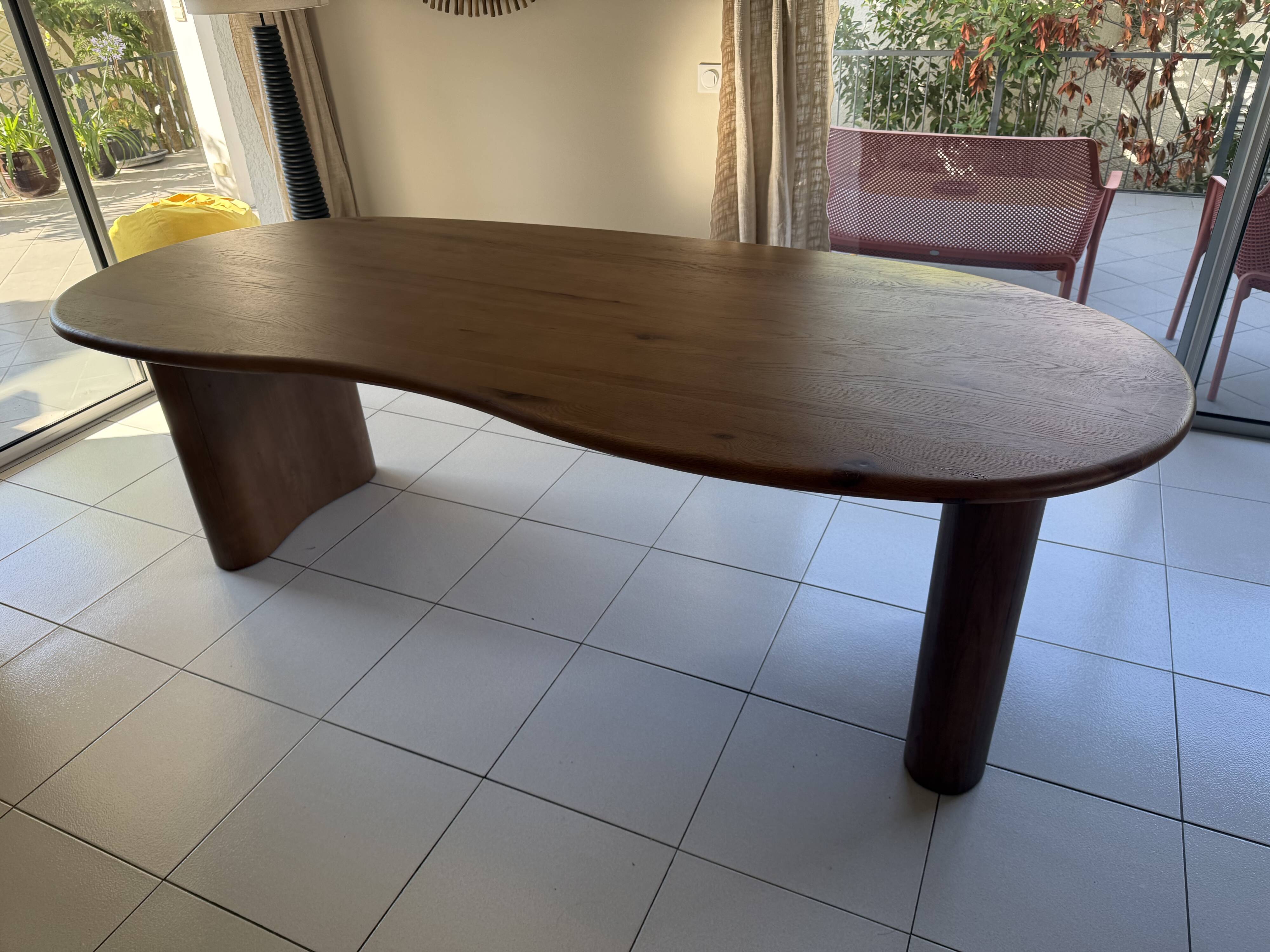 Wood table in organic shape 250×110