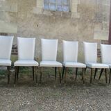 Suite of 6 dining chairs 50'S s imitation gray leather