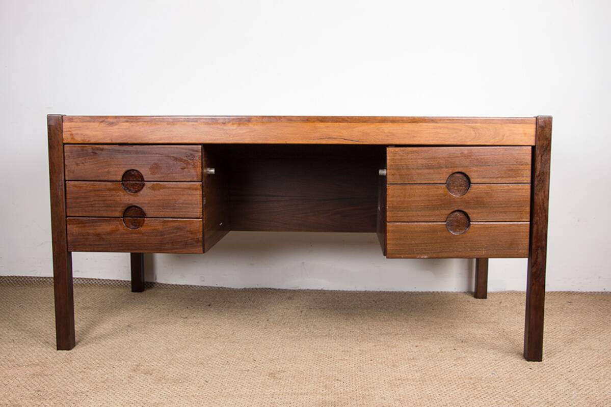 Large Danish Rosewood Executive Desk by Christian Linneberg 1960