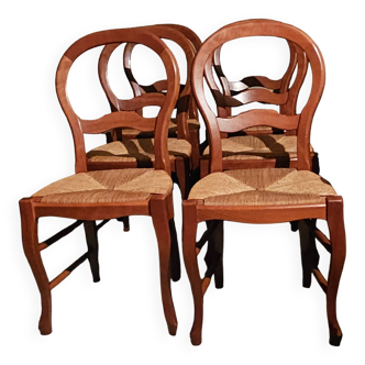 Set of 6 Louis-Philippe style chairs with a banded backrest.