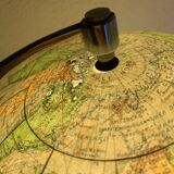 Vintage 1960s Perrina glass globe, green lacquered, world map - 33 cm
