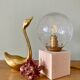 Vintage glass globe table lamp and wooden foot