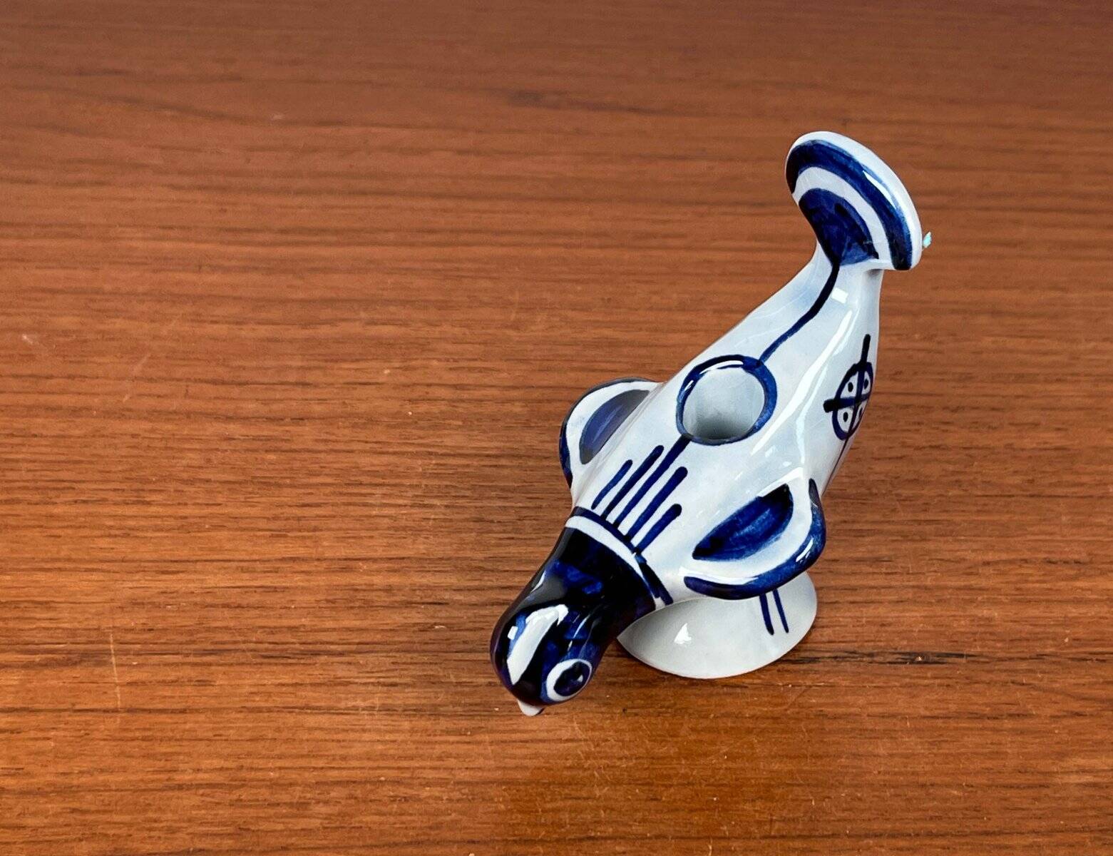 Ceramic bird candlestick from the Danish mid-century studio of Søholm, 1960s.