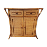 Commode en rotin cannage et bambou