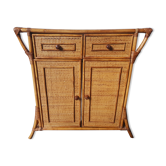 Commode en rotin cannage et bambou