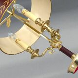 Lampe Bouillotte Bronze Style Empire Abat-jour & Pied laqué Bordeaux