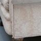 Victorian suite in damask, walnut frame, legs carved in lion's paw.