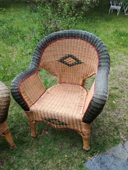 Pair of antique rattan armchairs