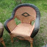 Pair of antique rattan armchairs