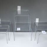 6 tables d'appoint en lucite, France, années 1970