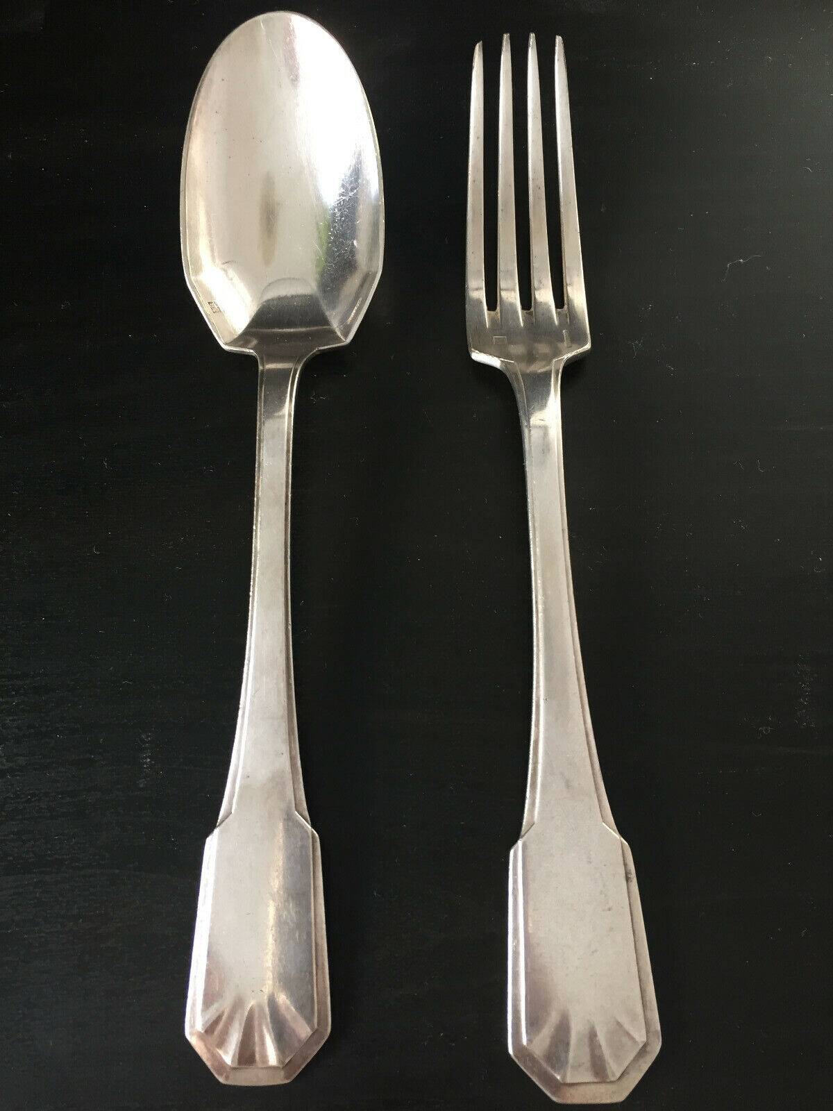Boulenger cutlery with YR or RY monograms, silver-plated metal