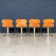 Ensemble de salle à manger italien vintage des années 20 en suede orange par willy rizzo c.1970