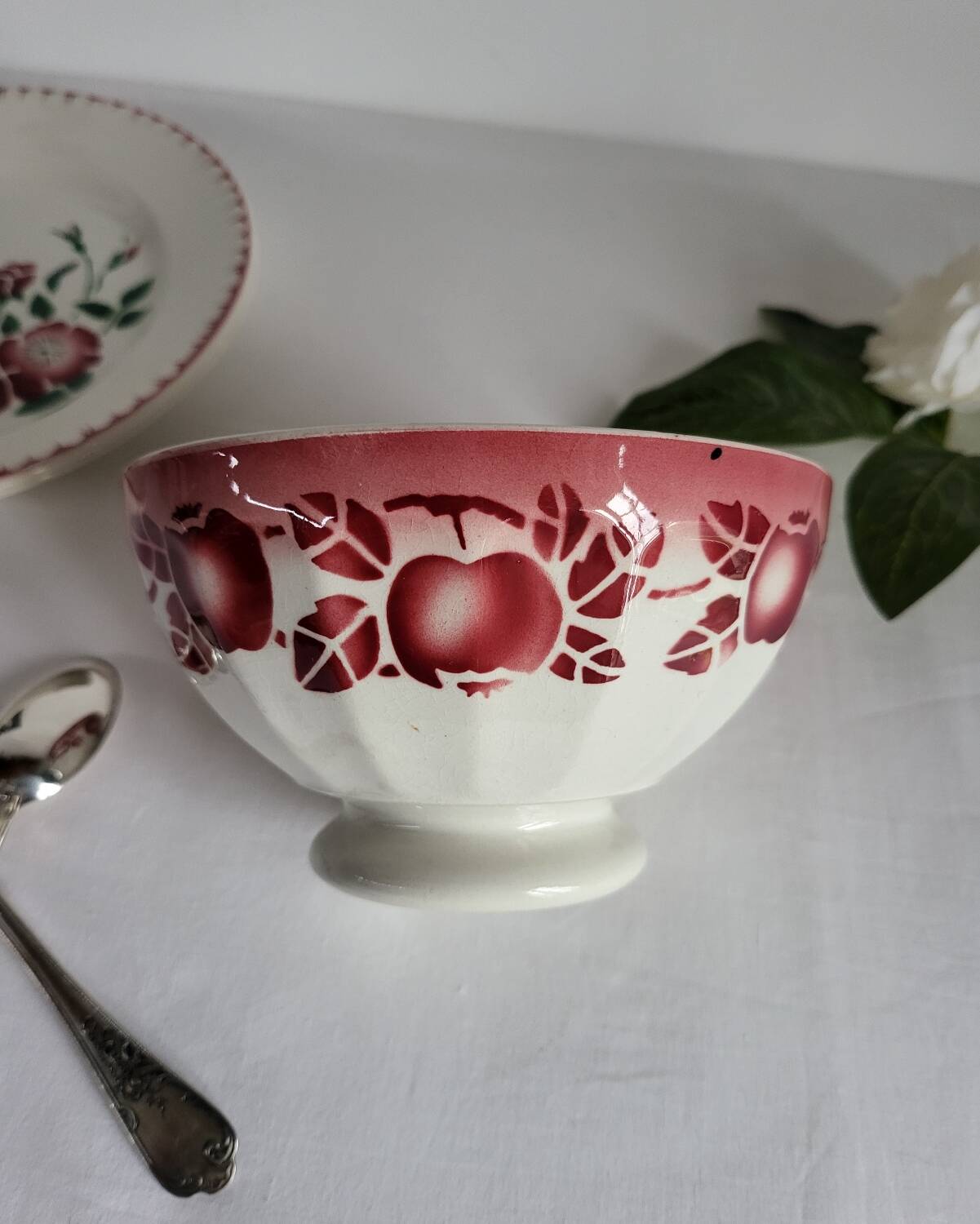 Antique faceted earthenware bowl, Digoin Badonviller